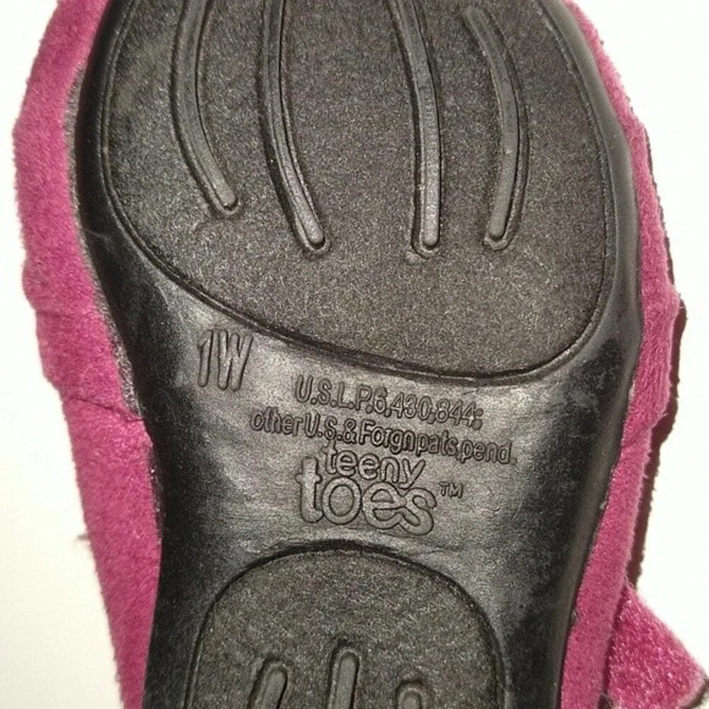 Teeny Toes Pink Mary Jane Bow Flats Sz 1W